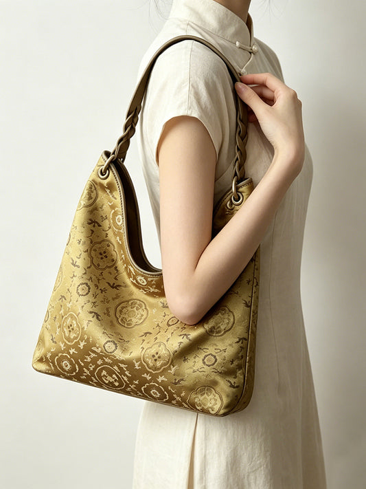 Crane & Deer in Spring Song Brocade Shoulder Bag 鹤鹿同春宋锦单肩包