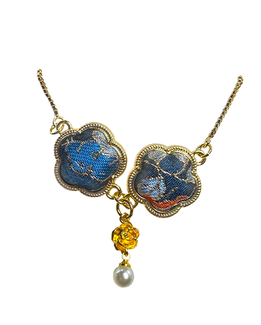 Qian Xiaoping Blue Immortal Grass Baoxiang Song Brocade Bracelet | 钱小萍蓝色仙草宝相宋锦手链