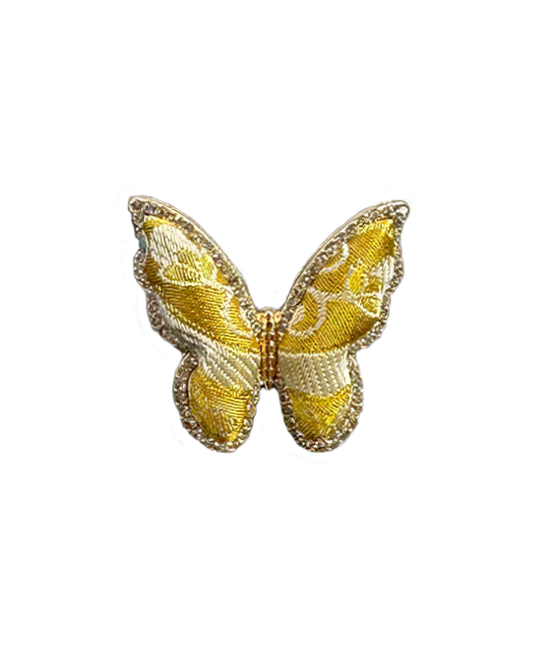 Sanma Golden Baoxiang Fortune-from-Eight-Directions Song Brocade Butterfly Ring | 三马金色宝相八方来财宋锦蝴蝶戒指