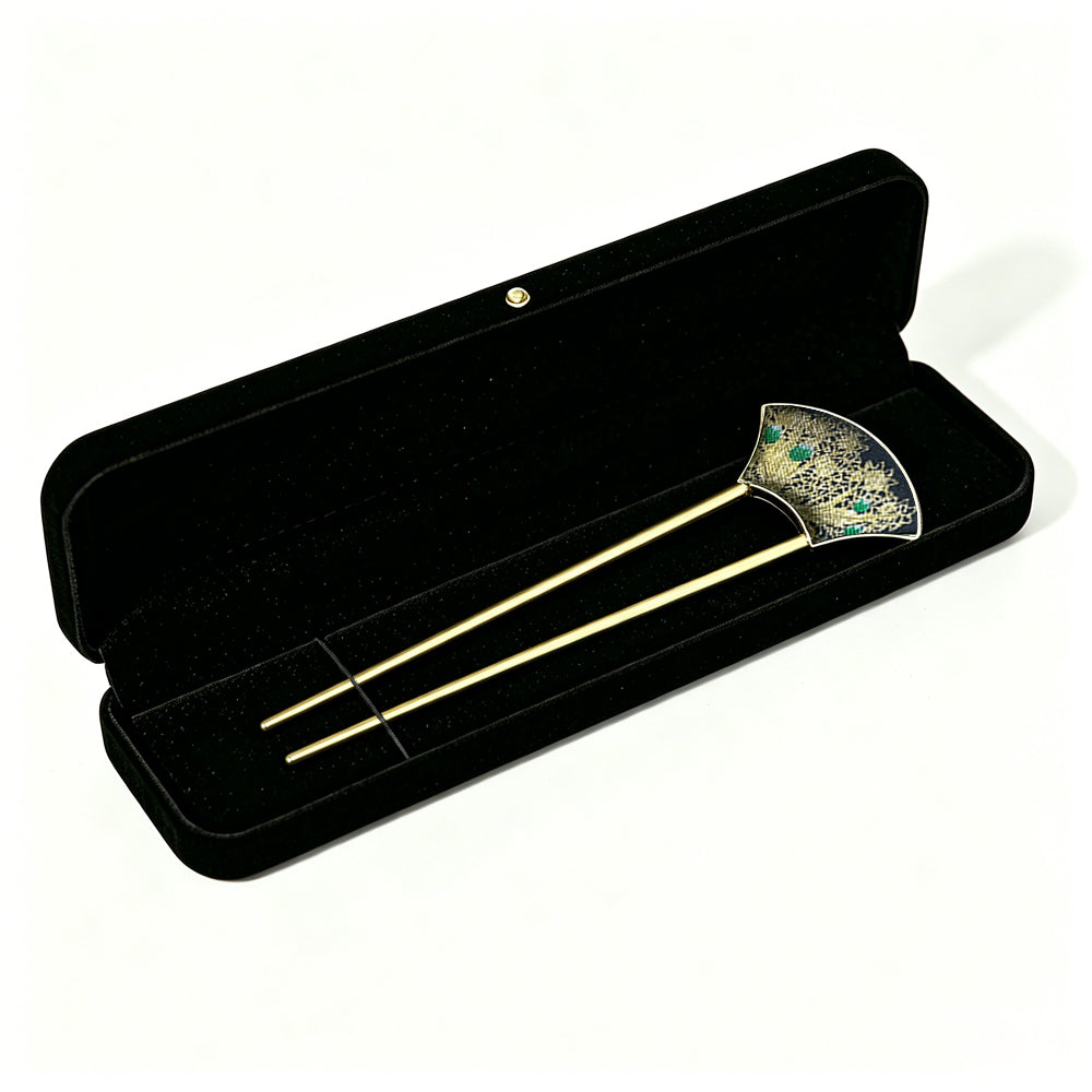 Black & Gold Butterfly Song Brocade Hairpin · Shangjiukai 上久楷黑金蝴蝶宋锦发簪