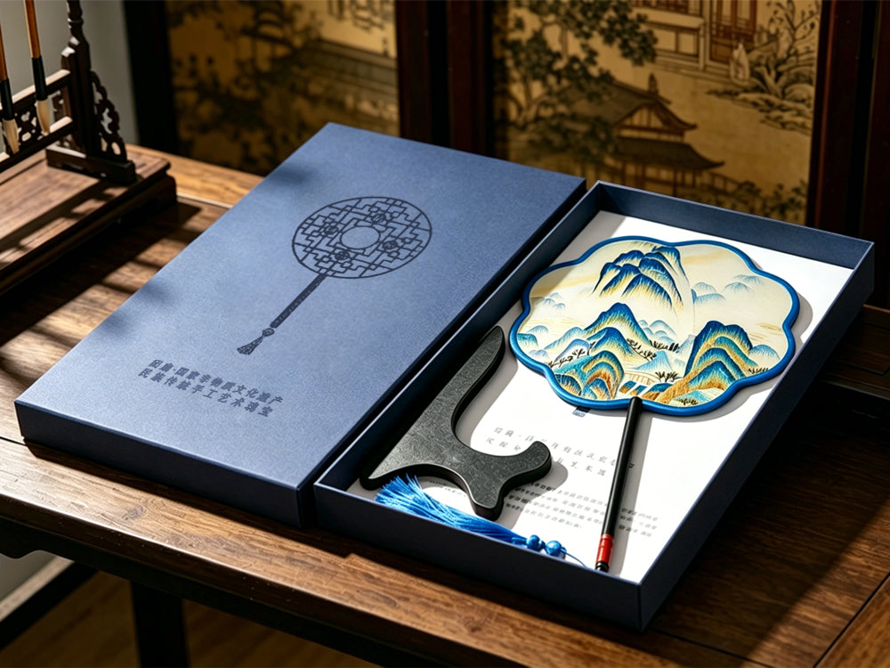 Thousands Miles of Rivers and Mountains Suzhou Embroidery Round Fan 千里江山苏绣团扇