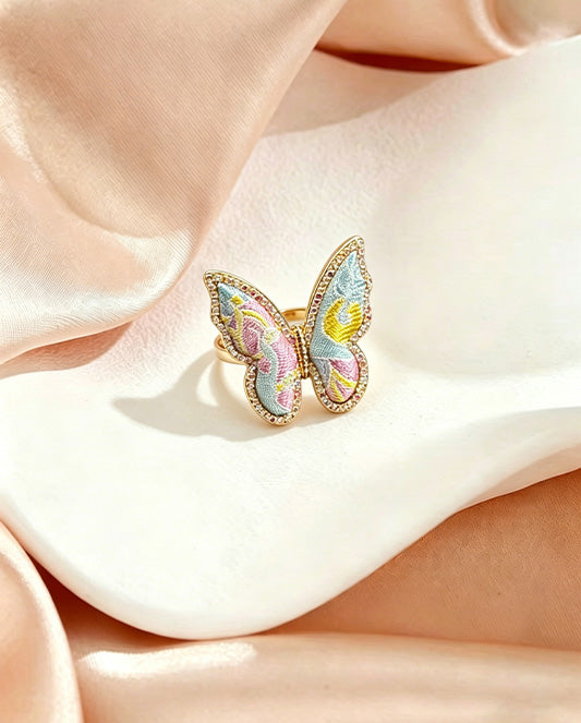 Qian Xiaoping Dragon-Horse Spirit Song Brocade Butterfly Ring | 钱小萍龙马精神纹宋锦蝴蝶戒指