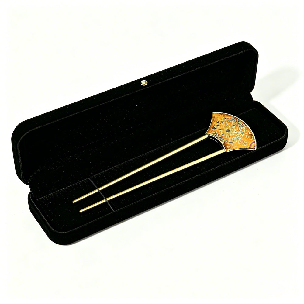 Ruyi, Gourd, Turtle Shell & Dragon Pattern Song Brocade Hairpin · Shangjiukai 上久楷如意葫芦龟背龙纹宋锦发簪