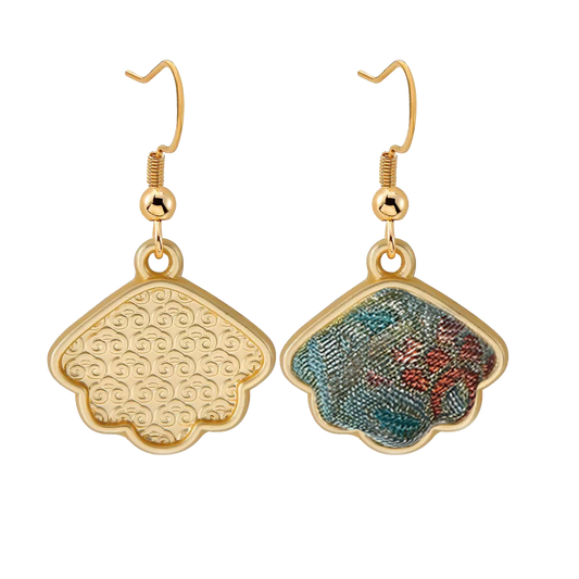 Sanma Song Brocade Handmade Earrings | Phoenix & Treasure Flower 三马凤凰宝相花宋锦手工耳环