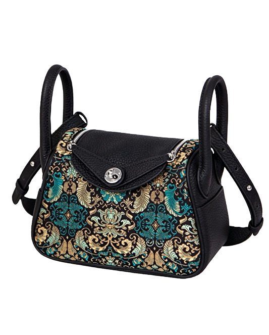 Shangjiukai Shiny Gold Green Banana Leaf & Lotus Pattern Song Brocade Pillow Bag | 上久楷炫金绿蕉叶莲纹宋锦枕头包
