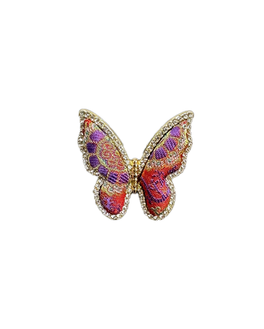 Lu Meiying Red Kui-Dragon Badayun Song Brocade Butterfly Ring | 陆美英红色夔龙八达晕宋锦蝴蝶戒指