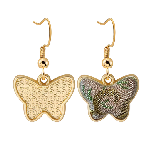 Song Brocade Handmade Earrings・Dunhuang Flying Apsara Rabbit 敦煌飞天兔宋锦手工耳环