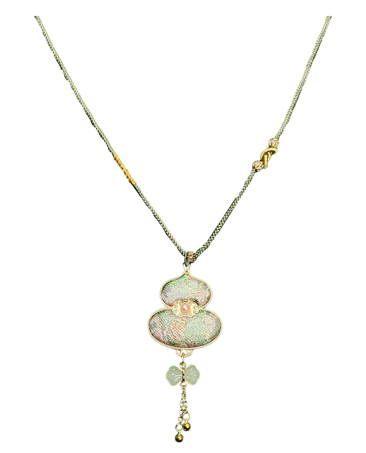Moon & Spring Rabbit Song Brocade Necklace 周家明月兔衔春宋锦项链