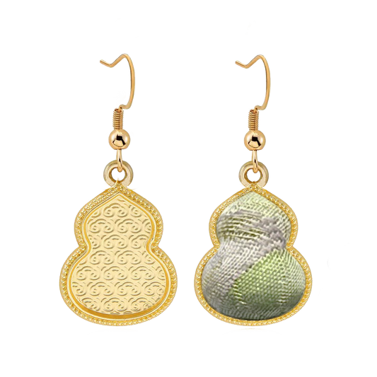 Song Brocade Earrings | Tea Scent & Moonlit Lotus Pond 茶香荷塘月色宋锦耳环