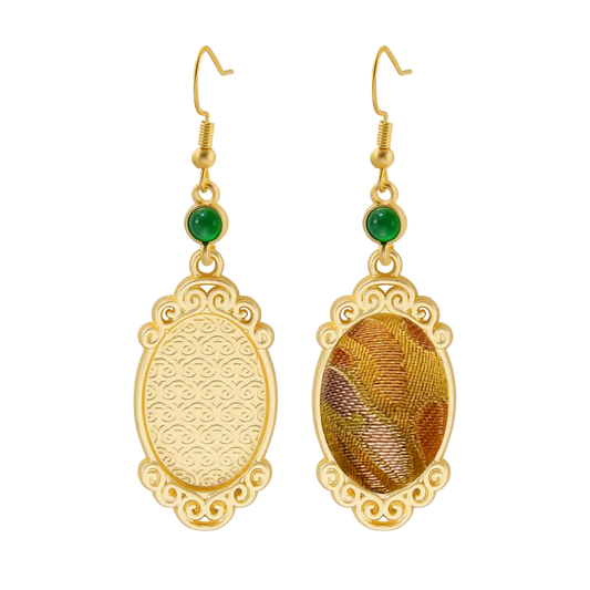 Sanma Butterfly & Blossom Song Brocade Earrings 三马蝶恋花宋锦耳环
