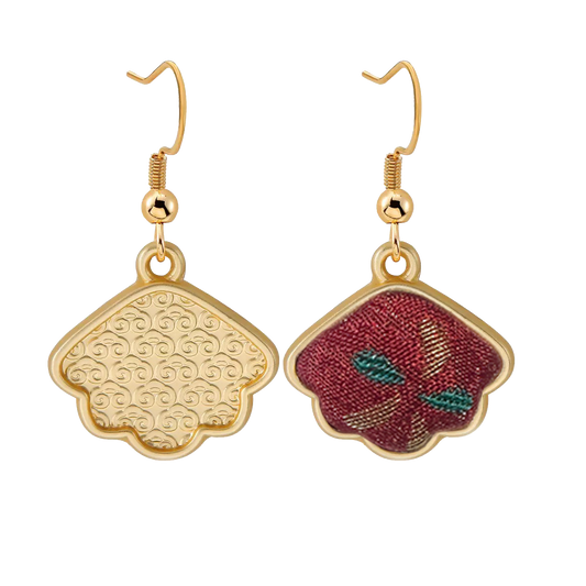 Song Brocade Handmade Earrings, Lucky Horse Motif 马上有钱宋锦手工耳环