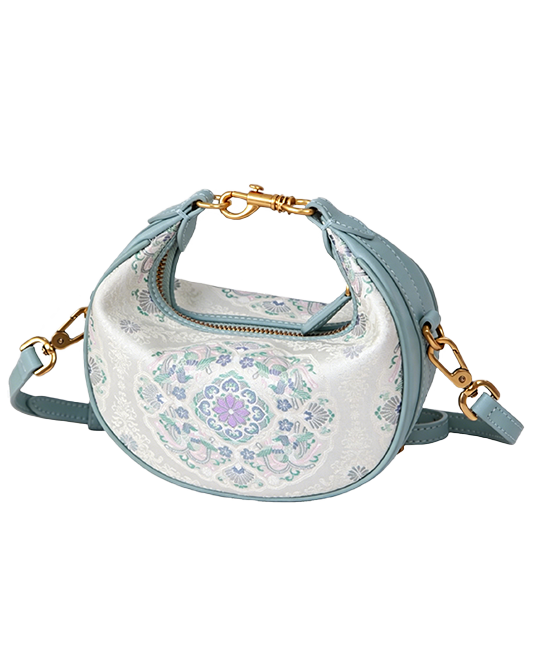 Beige Qiyun Floral Song Brocade Crossbody Bag | 米底色绮韵团花宋锦斜挎包