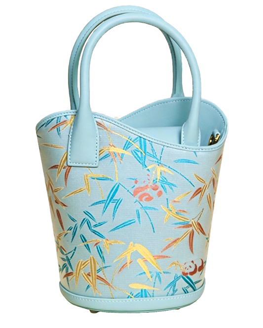 Panda & Bamboo Leaf Pattern Song Brocade Bucket Bag | 熊猫竹叶纹宋锦水桶包
