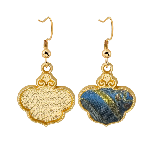 Song Brocade Earrings | Pisces Design by Qian Xiaoping 钱小萍双鱼座宋锦耳环