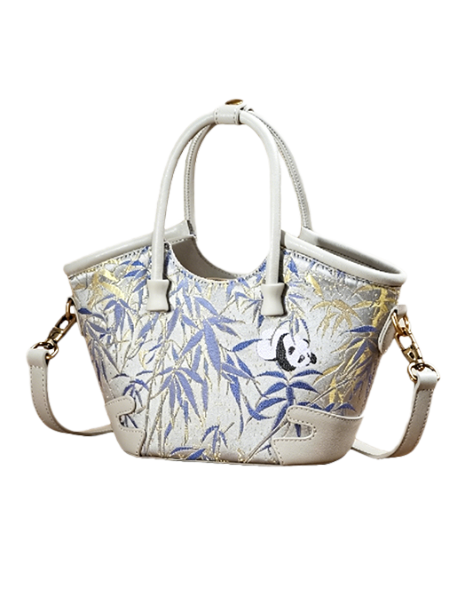 Panda Garden Song Brocade Crossbody & Handheld Bag | 熊猫园林宋锦可斜挎手提包