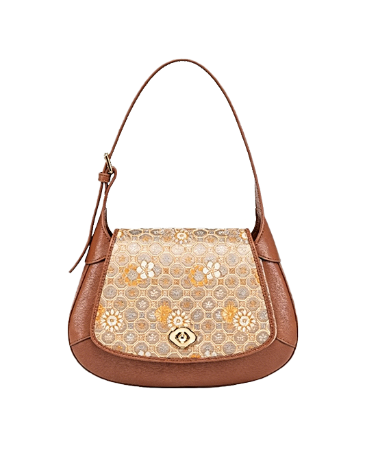 Turtle Shell Pattern Brocade Satin Crossbody Bag | 龟背纹织锦缎斜挎包