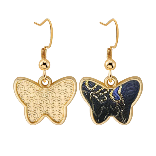 Song Brocade Earrings | Blue Horse & Blessing Pattern, by Qian Xiaoping 钱小萍蓝色马上有福宋锦耳环