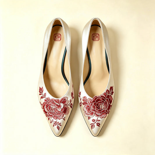 Custom Handcrafted Vintage Satin High Heels | 定制老缎复古高跟鞋