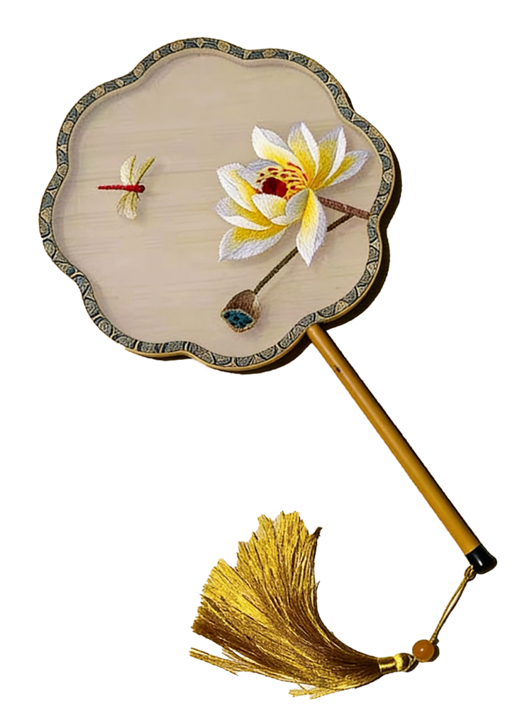 Graceful Blooms Suzhou Embroidery Round Fan 亭亭玉立苏绣团扇