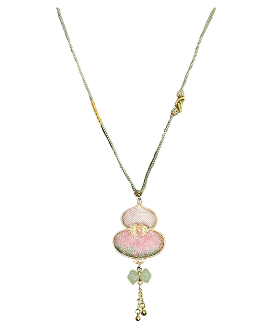 Moon & Spring Rabbit Song Brocade Necklace 周家明月兔衔春宋锦项链