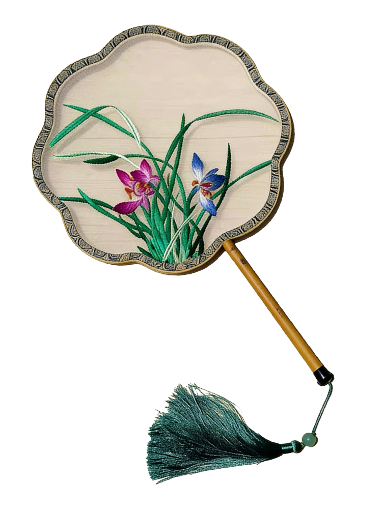 Graceful Orchid Spirit Suzhou Embroidery Round Fan 蕙质兰心苏绣团扇