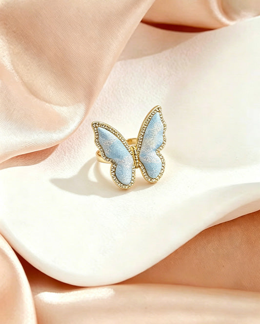 Li Dexi Auspicious Clouds & Blessed Snow Song Brocade Butterfly Ring | 李德喜祥云瑞雪宋锦蝴蝶戒指
