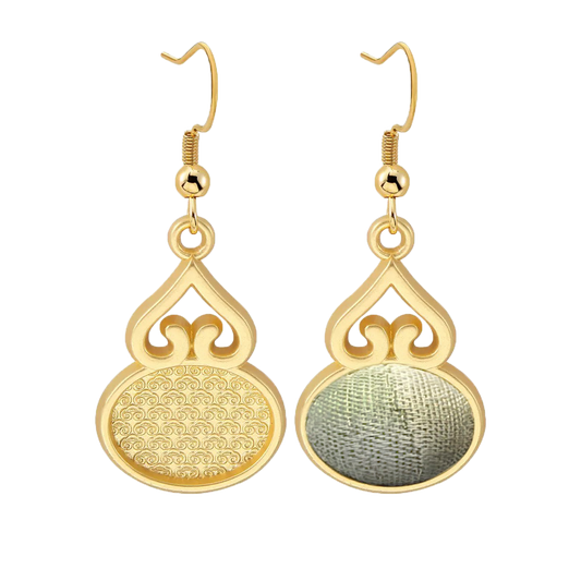 Song Brocade Earrings | Tea Scent & Moonlit Lotus Pond 茶香荷塘月色宋锦耳环