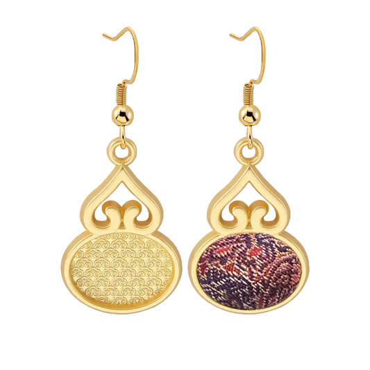 Song Brocade Earrings | Shangjiukai, Red Bada Yun Motif 上久楷红八达晕宋锦耳环