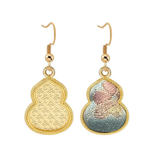 Song Brocade Earrings | Peach Grove & Bai Ze, by Li Dexi 李德喜桃林白泽宋锦耳环