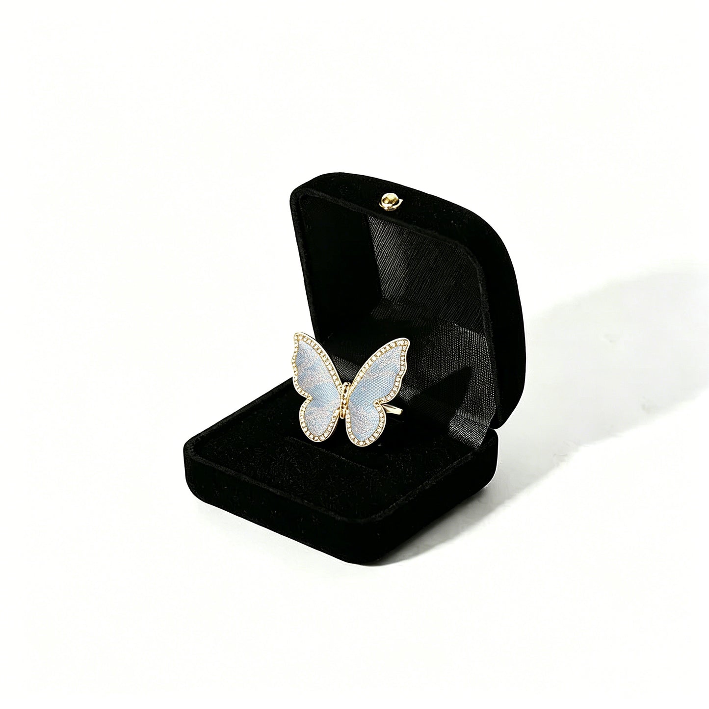 Li Dexi Auspicious Clouds & Blessed Snow Song Brocade Butterfly Ring | 李德喜祥云瑞雪宋锦蝴蝶戒指