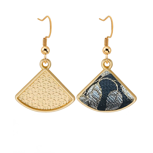 Song Brocade Earrings | Blue Immortal Herb & Treasure Flower, by Qian Xiaoping 钱小萍蓝色仙草宝相宋锦耳环