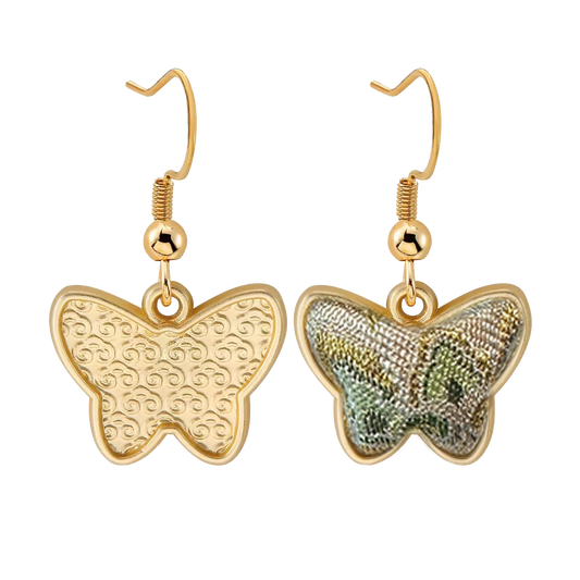 Song Brocade Handmade Earrings | Dunhuang Flying Apsara Rabbit 敦煌飞天兔宋锦手工耳环