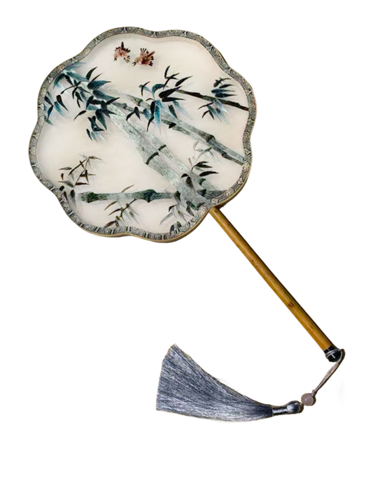 Bamboo for Ascending Fortune Suzhou Embroidery Round Fan节节高升苏绣团扇