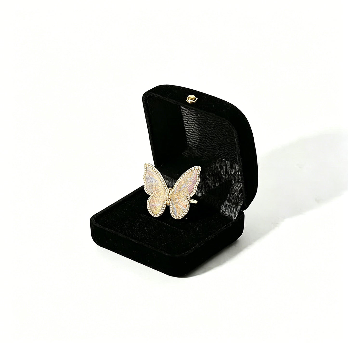 Shangjiukai Auspicious Butterfly Dance Song Brocade Butterfly Ring | 上久楷瑞彩蝶舞宋锦蝴蝶戒指