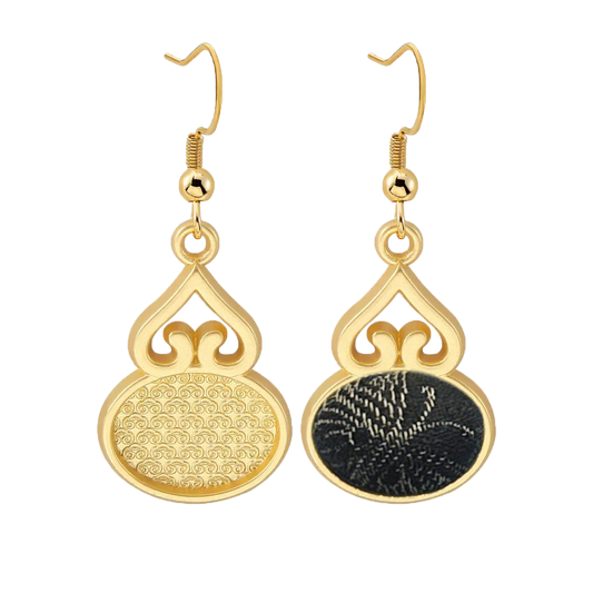 Song Brocade Earrings by Zhang Guoquan | Plum, Orchid, Bamboo, Chrysanthemum 张国权梅兰竹菊宋锦耳环
