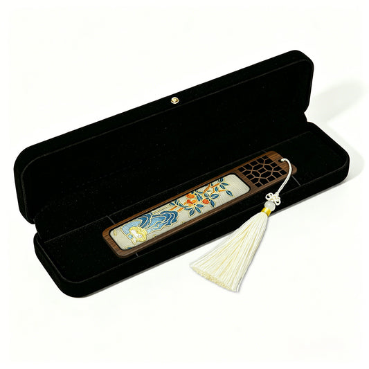 Four Seasons Scenery Song Brocade Bookmark · Sanma 三马四季文景宋锦书签