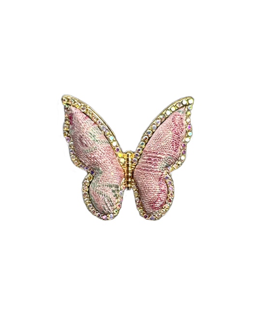 Sanma Pink Badayun Pattern Song Brocade Butterfly Ring | 三马粉色八达晕纹宋锦蝴蝶戒指