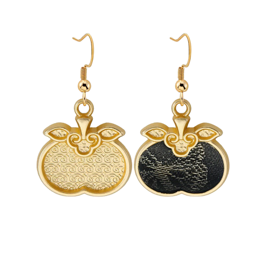 Song Brocade Earrings by Zhang Guoquan | Plum, Orchid, Bamboo, Chrysanthemum 张国权梅兰竹菊宋锦耳环