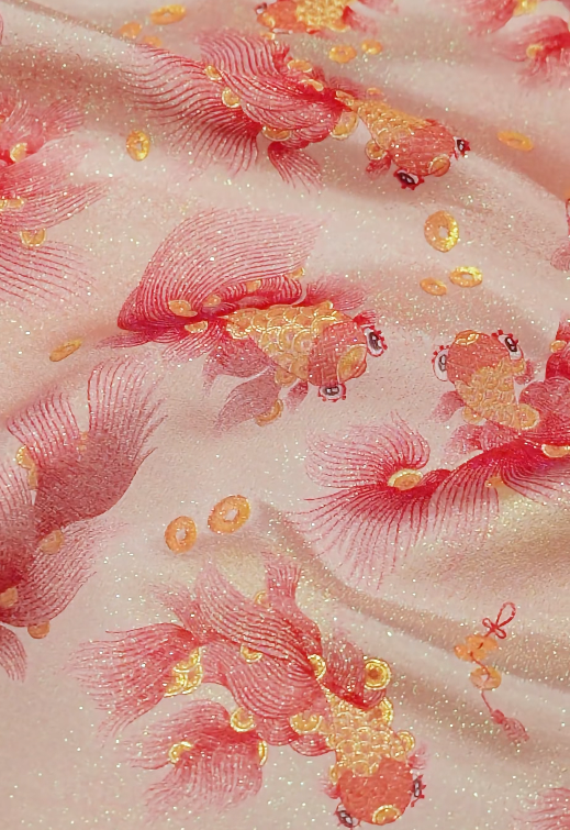 Golden Fish & Abundance Song Brocade Brooch by Lu Meiying 陆美英金玉满堂红金鱼宋锦胸针