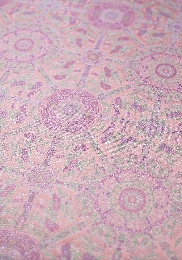 Sanma Pink Bada Yun Pattern Song Brocade Bag Charm 三马粉色八达晕纹宋锦包挂