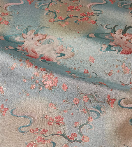Song Brocade Earrings | Peach Grove & Bai Ze, by Li Dexi 李德喜桃林白泽宋锦耳环