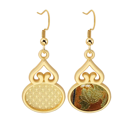 Song Brocade Earrings | Autumn Garden Design, by Lu Meiying 陆美英满园秋色宋锦耳环