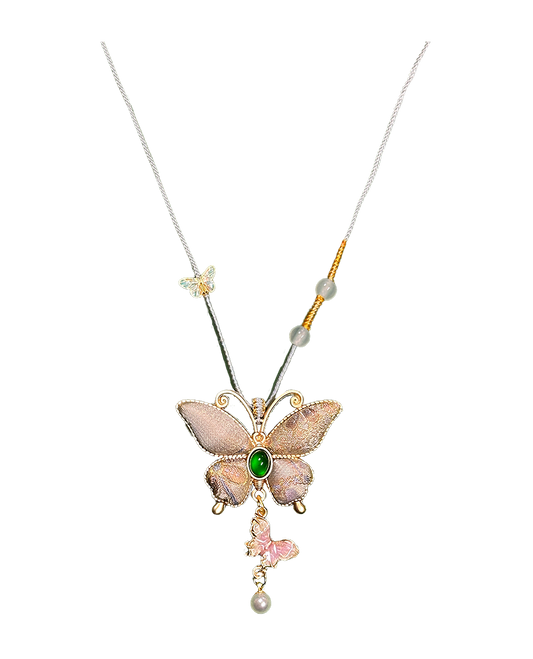 Colorful Butterflies Song Brocade Necklace · Shangjiukai 上久楷瑞彩蝶舞宋锦项链