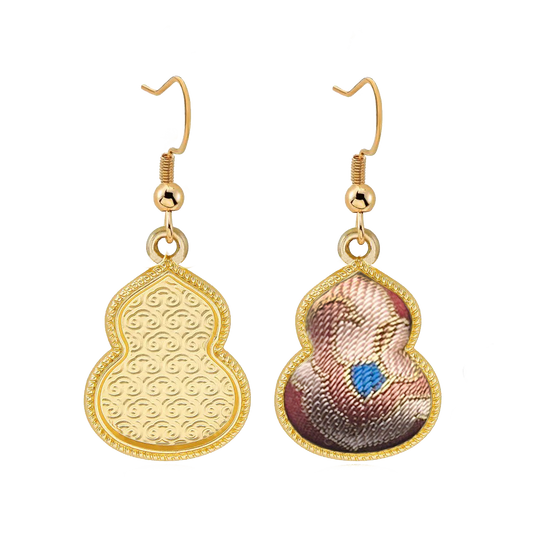 Song Brocade Earrings | Red Immortal Herb & Treasure Flower, by Qian Xiaoping 钱小萍红色仙草宝相宋锦耳环