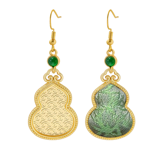 Sudi Bright Spring Scenery Song Brocade Gourd Earrings 苏地春和景明宋锦葫芦耳环