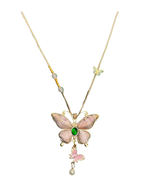 Colorful Butterflies Song Brocade Necklace · Shangjiukai 上久楷瑞彩蝶舞宋锦项链