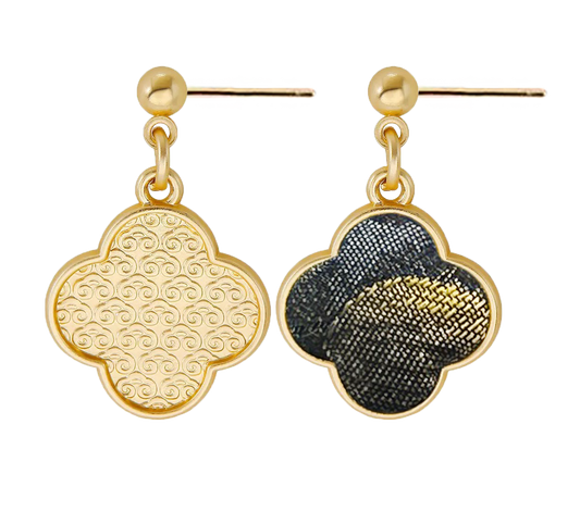 Song Brocade Earrings | Tea Scent & Moonlit Lotus Pond 茶香荷塘月色宋锦耳环