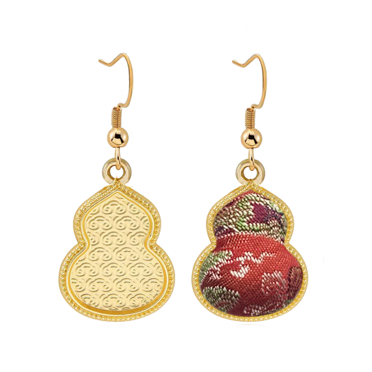 Song Brocade Earrings | Shangjiukai, Red Bada Yun Motif 上久楷红八达晕宋锦耳环