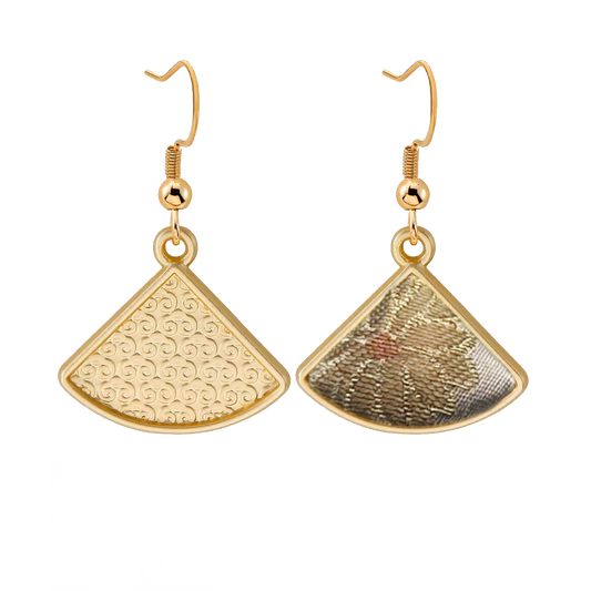 Chinese Silk Hundred Flowers & Dragon Chasing Pattern Song Brocade Earrings 中国丝绸百花撵龙纹宋锦耳环