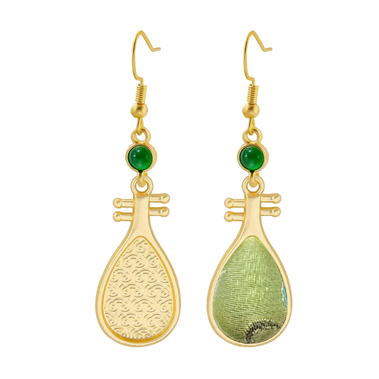 Li Dexi Longing Song Brocade Earrings 李德喜长相思宋锦耳环